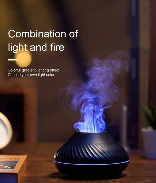 Volcanic Aroma Diffuser – 3-in-1 Flame Lamp, Humidifier & Essential Oil Mist Maker
