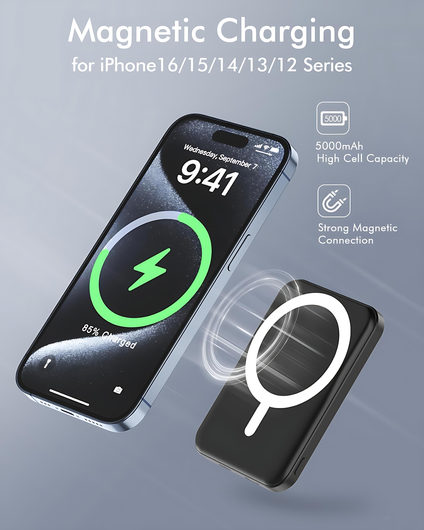 MagCharge | 5000mAh Magnetic Wireless Power Bank