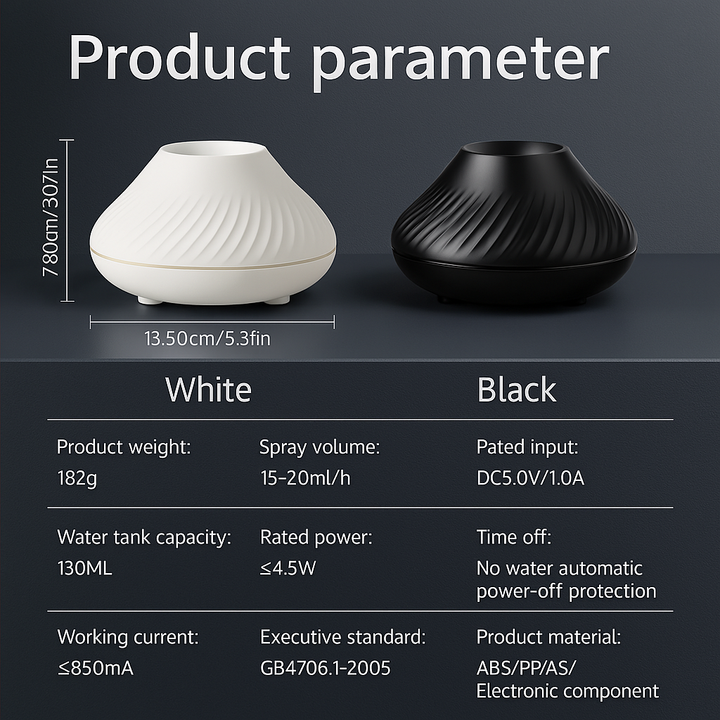Volcanic Aroma Diffuser – 3-in-1 Flame Lamp, Humidifier & Essential Oil Mist Maker